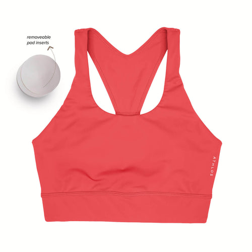Person in a Athlos High intensity bra and Athlos Merino blue leggings performing an exercise.