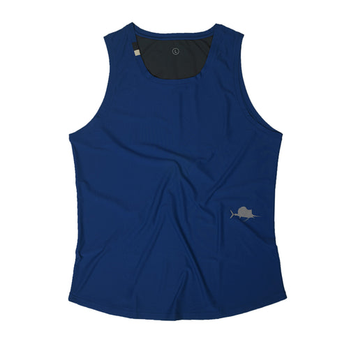 Man running outdoors with a scenic background wearing Zero Singlet