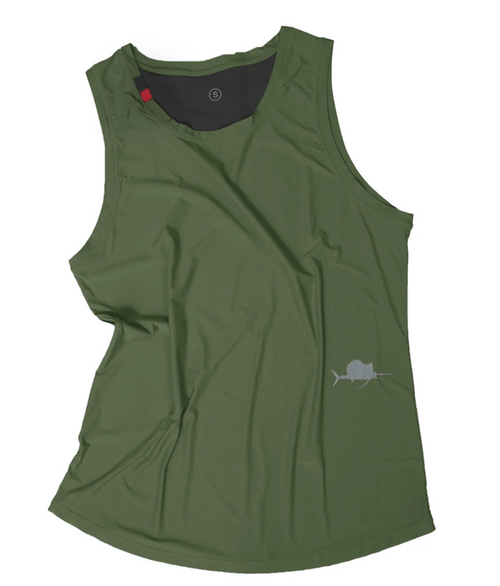 Man running outdoors with a scenic background wearing Zero Singlet